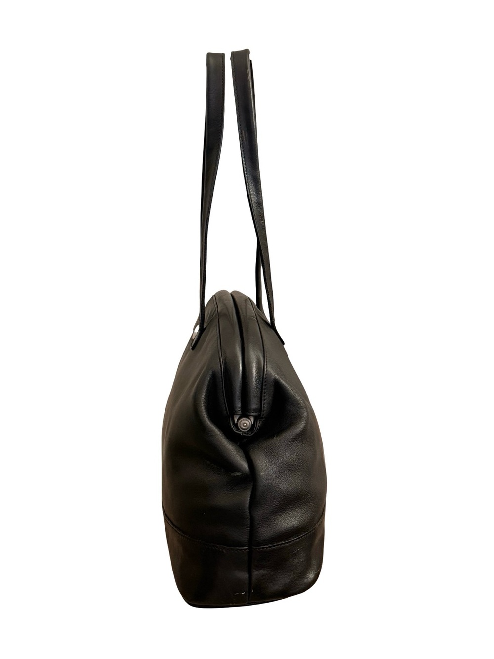 Vintage Furla Black Leather Dome Shoulder Bag With Silver Logo Made in Italy - Picture 7 of 17